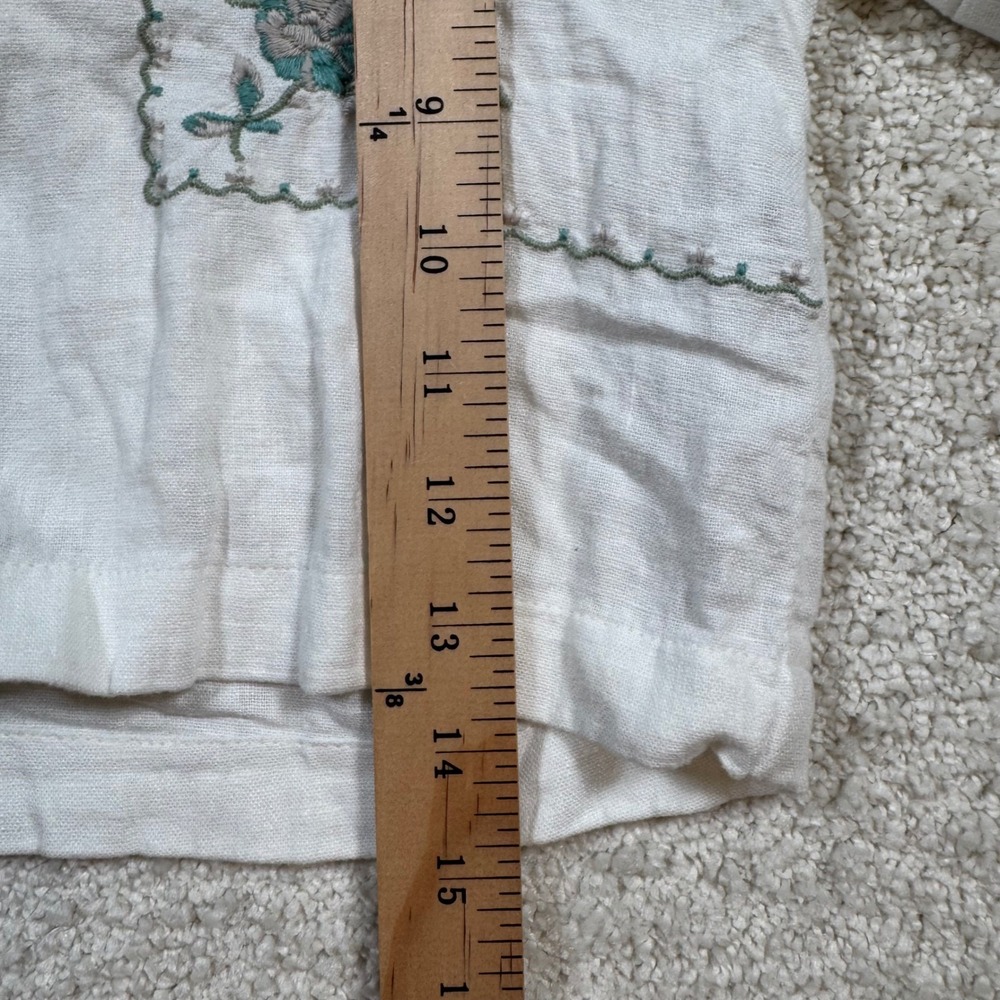 Abercrombie Kids Shirt Girls 9/10 White Linen Blend Embroidered Crop Button Up - Picture 7 of 8